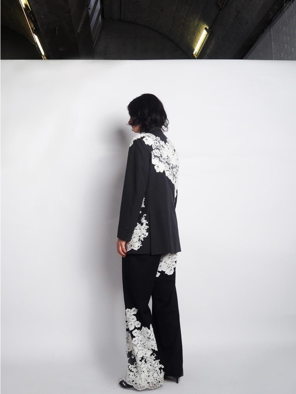 1/OFF PARIS (RE)MADE The Pantalon X Lace Designer Upcycled Size Large VGUC - Picture 10 of 12